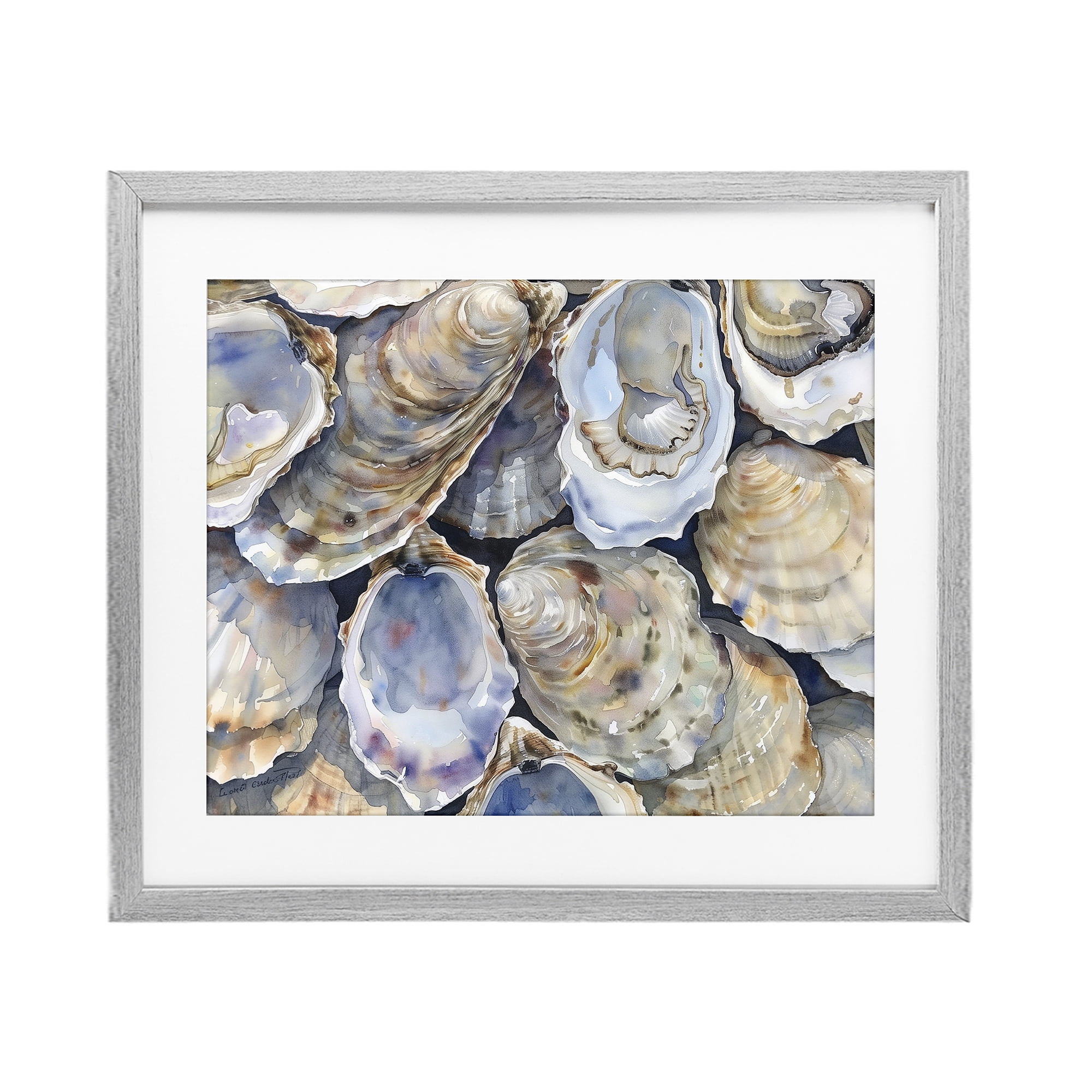 Stupell Industries Oyster Shellabration Pile Gray Framed Print Under Glass, design by Heidi Kuntz