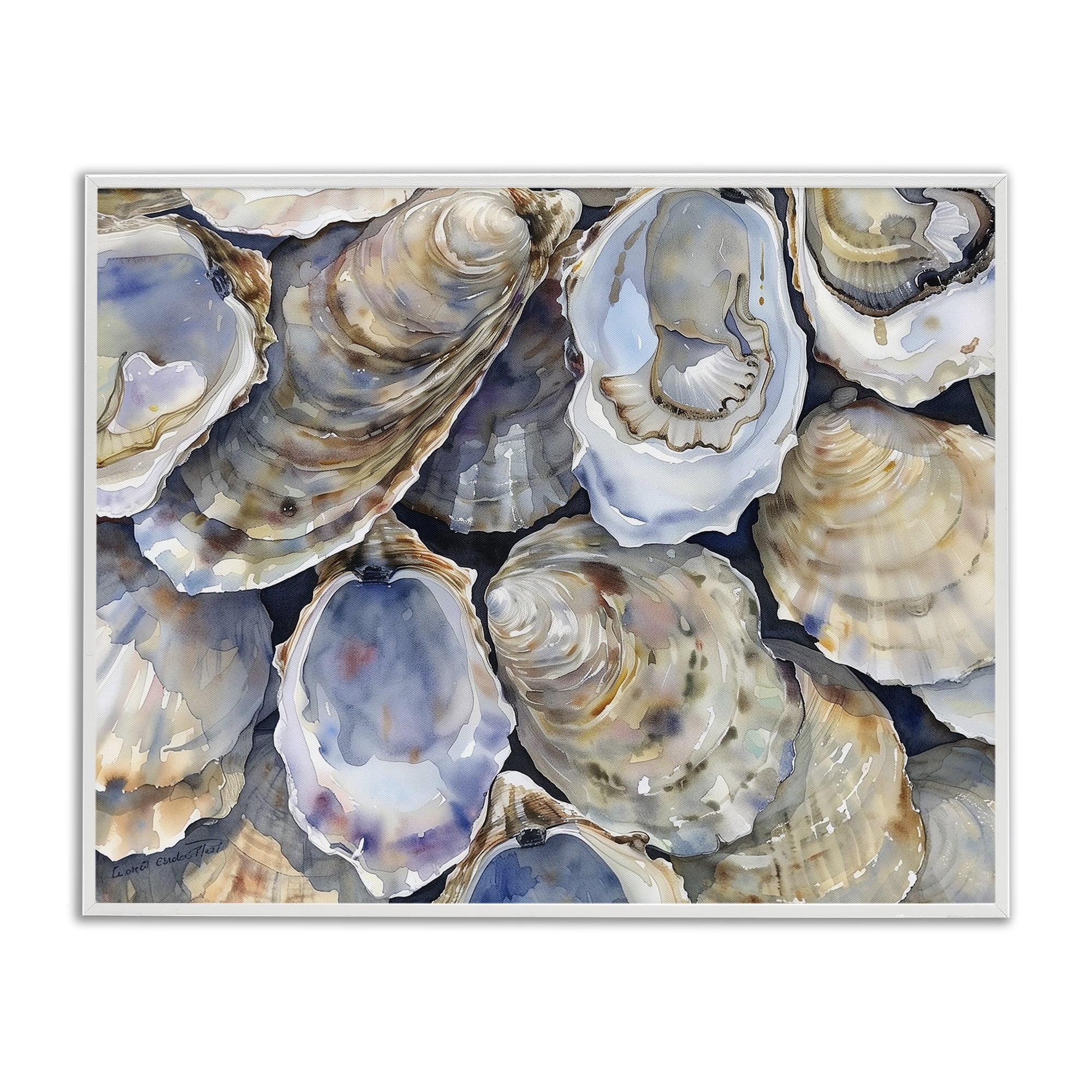 Stupell Industries Oyster Shellabration Pile White Framed Giclee Art, design by Heidi Kuntz