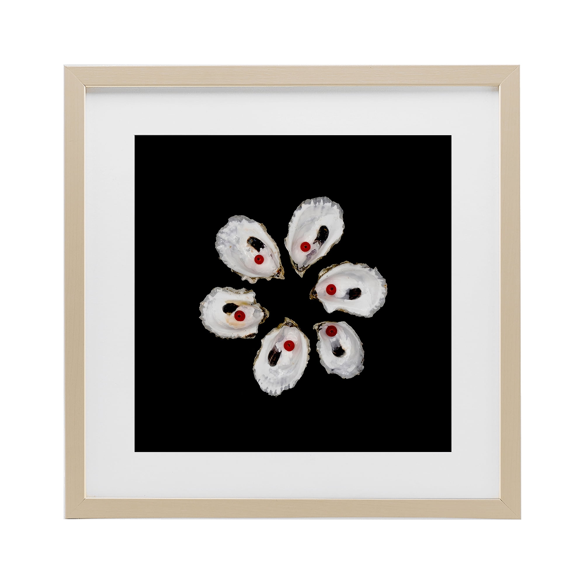 Stupell Industries Oyster Shells Symmetry Birch Framed Print Under Glass, design by Beth Adoette