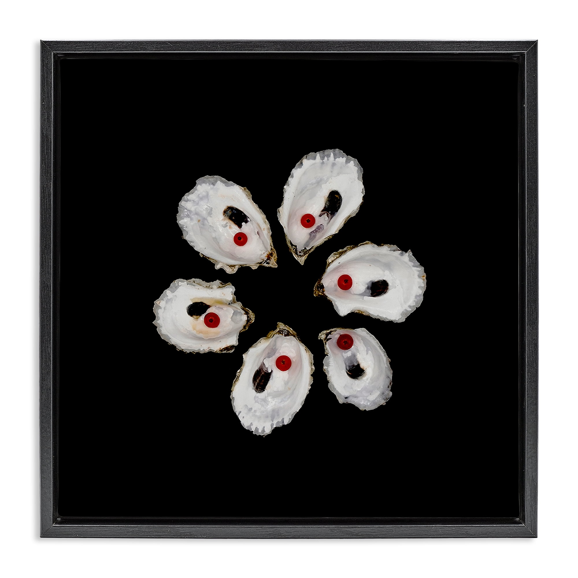 Stupell Industries Oyster Shells Symmetry Black Framed Floater Canvas Wall Art, design by Beth Adoette