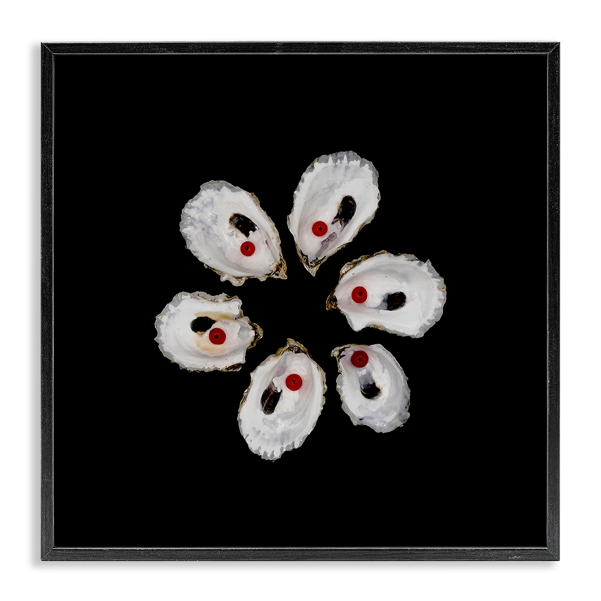 Stupell Industries Oyster Shells Symmetry Black Framed Giclee Art, design by Beth Adoette