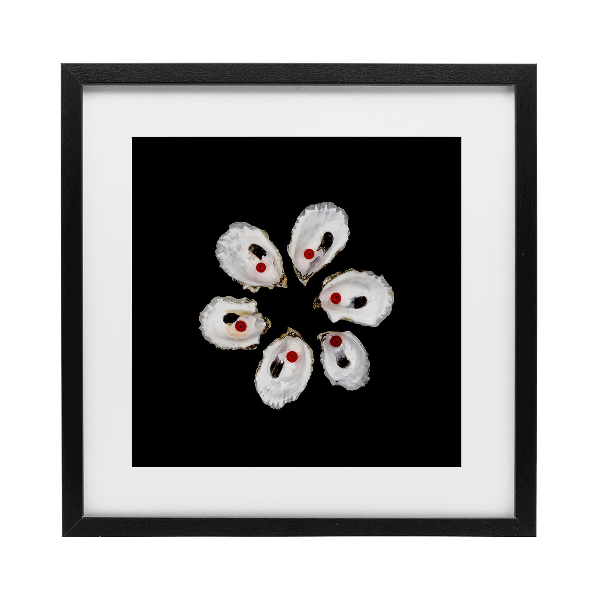 Stupell Industries Oyster Shells Symmetry Black Framed Print Under Glass, design by Beth Adoette
