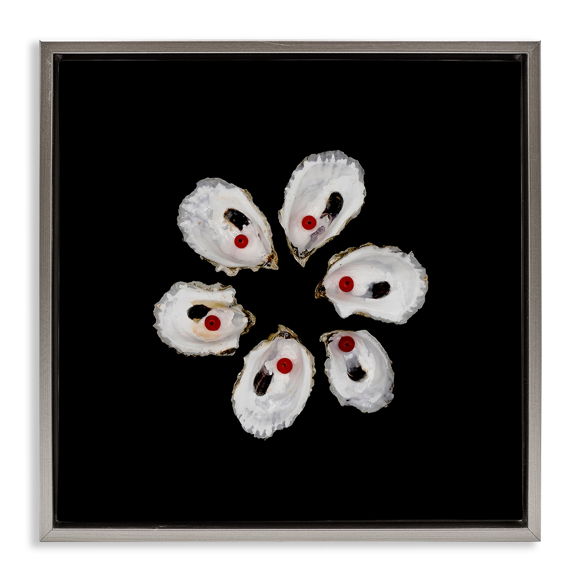 Stupell Industries Oyster Shells Symmetry Gray Framed Floater Canvas Wall Art, design by Beth Adoette