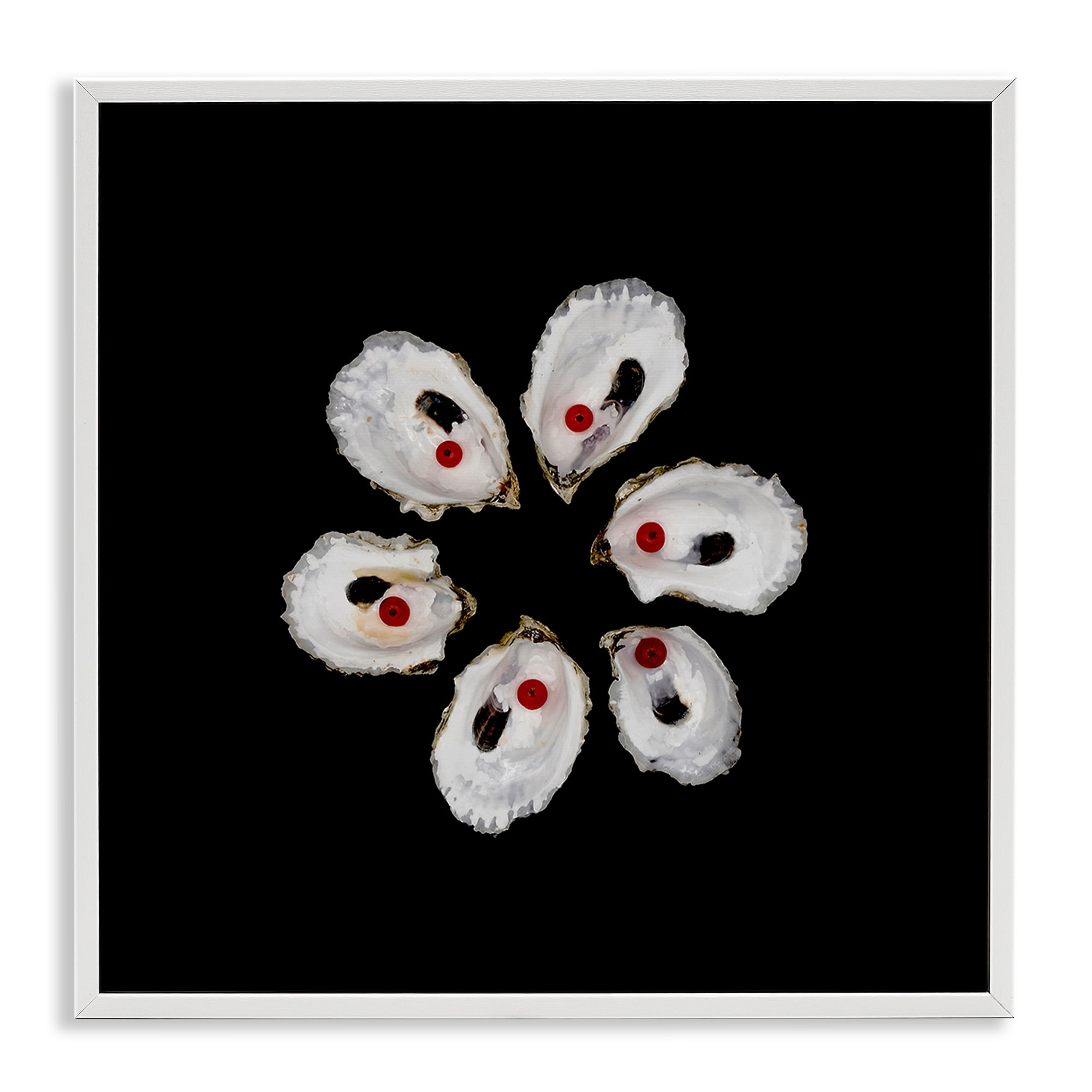Stupell Industries Oyster Shells Symmetry White Framed Giclee Art, design by Beth Adoette