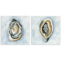 Stupell Industries Oyster with Pearls Nautical & Beach Painting Unframed Art Print Wall Art, 12 x 12, Set of 2