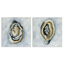 Stupell Industries Oyster with Pearls Nautical & Beach Painting Wrapped Canvas Art Print Wall Art, 17 x 17, Set of 2