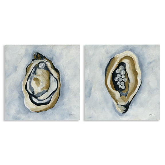 Stupell Industries Oyster with Pearls Nautical & Beach Painting Wrapped Canvas Art Print Wall Art, 17 x 17, Set of 2