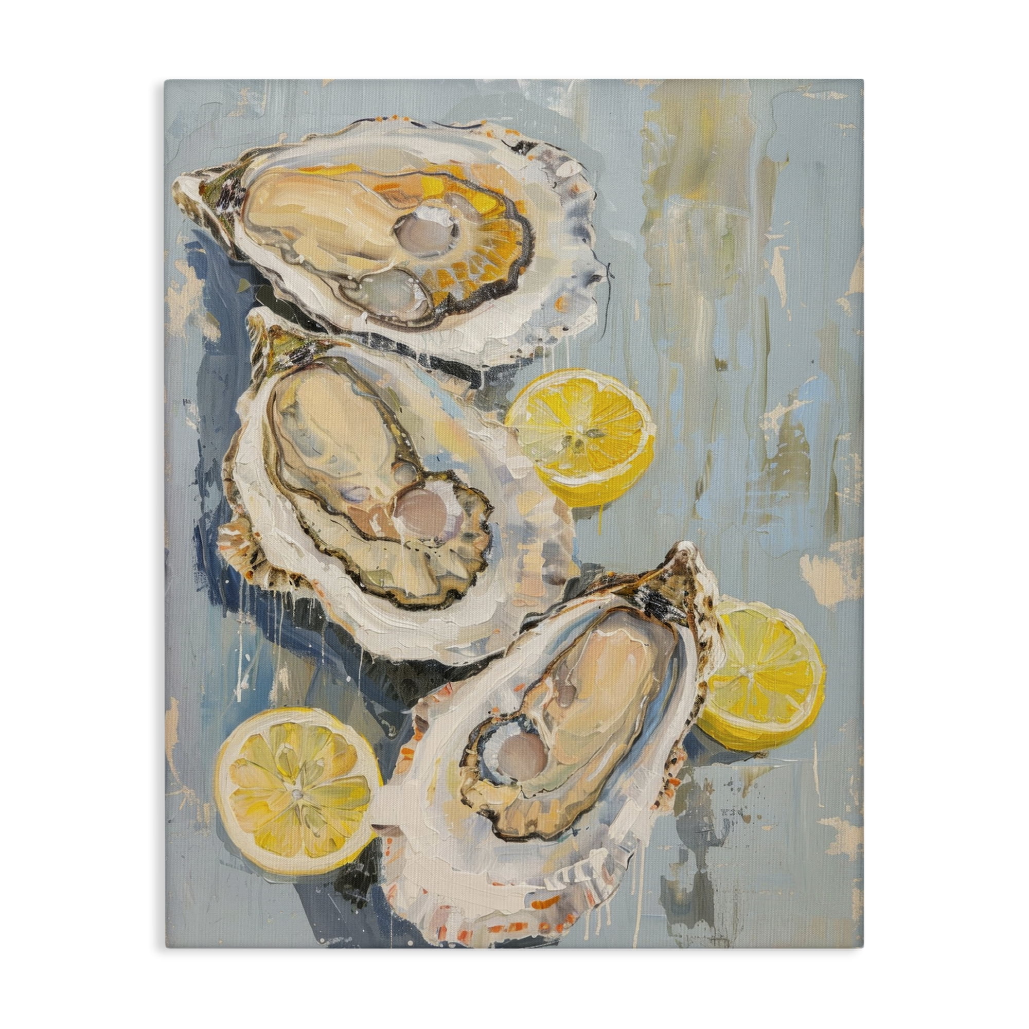 Stupell Industries Oysters & Lemon Slices Food & Beverage Painting Wrapped Canvas Art Print Wall Art, 30 x 40
