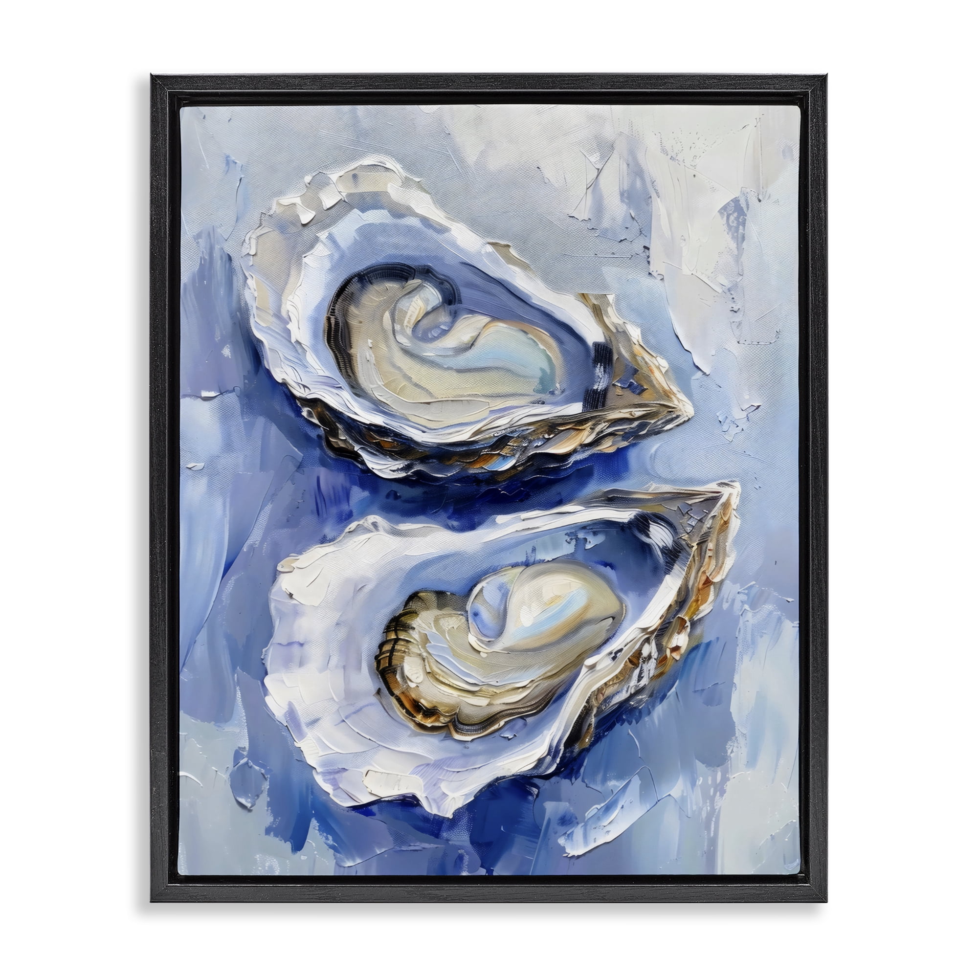 Stupell Industries Oysters On The Half Shell Black Framed Floater Canvas Wall Art, design by Creative Studio