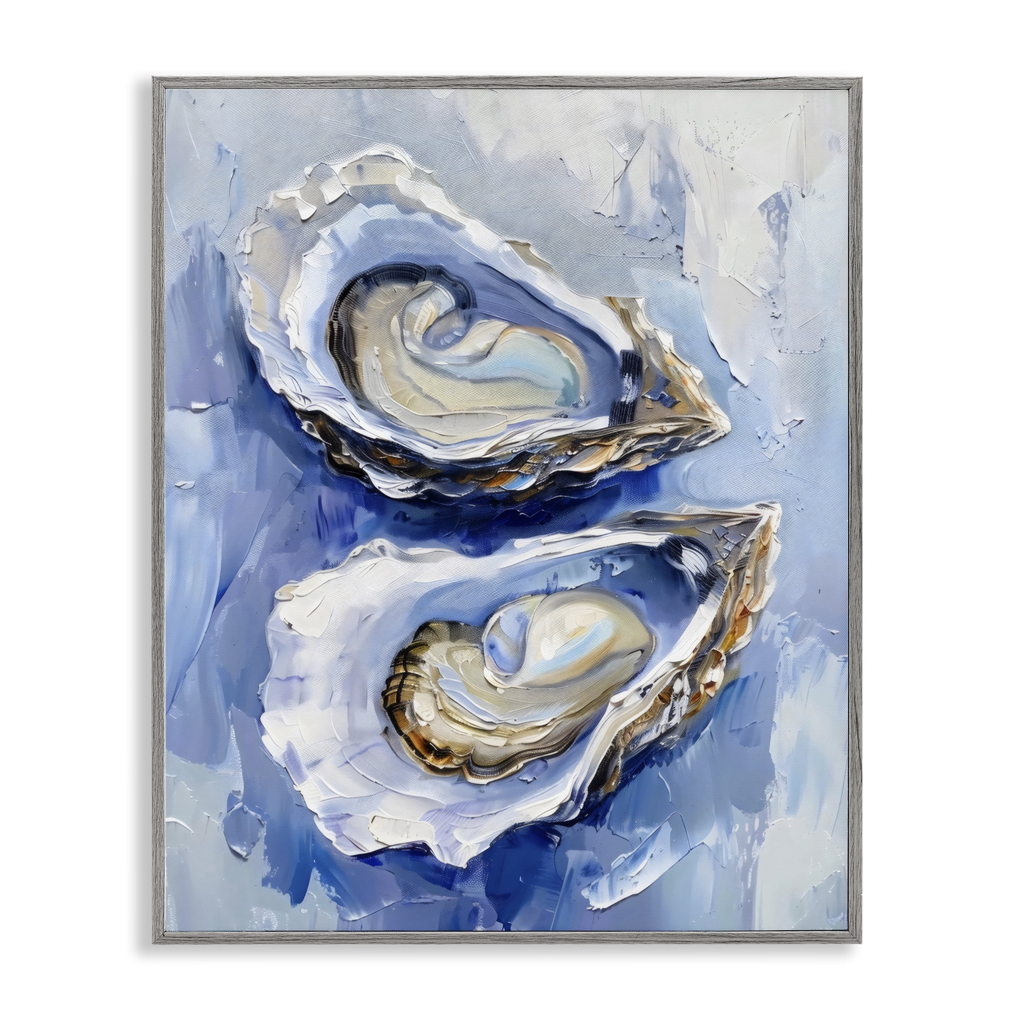 Stupell Industries Oysters On The Half Shell Gray Framed Giclee Art, design by Creative Studio