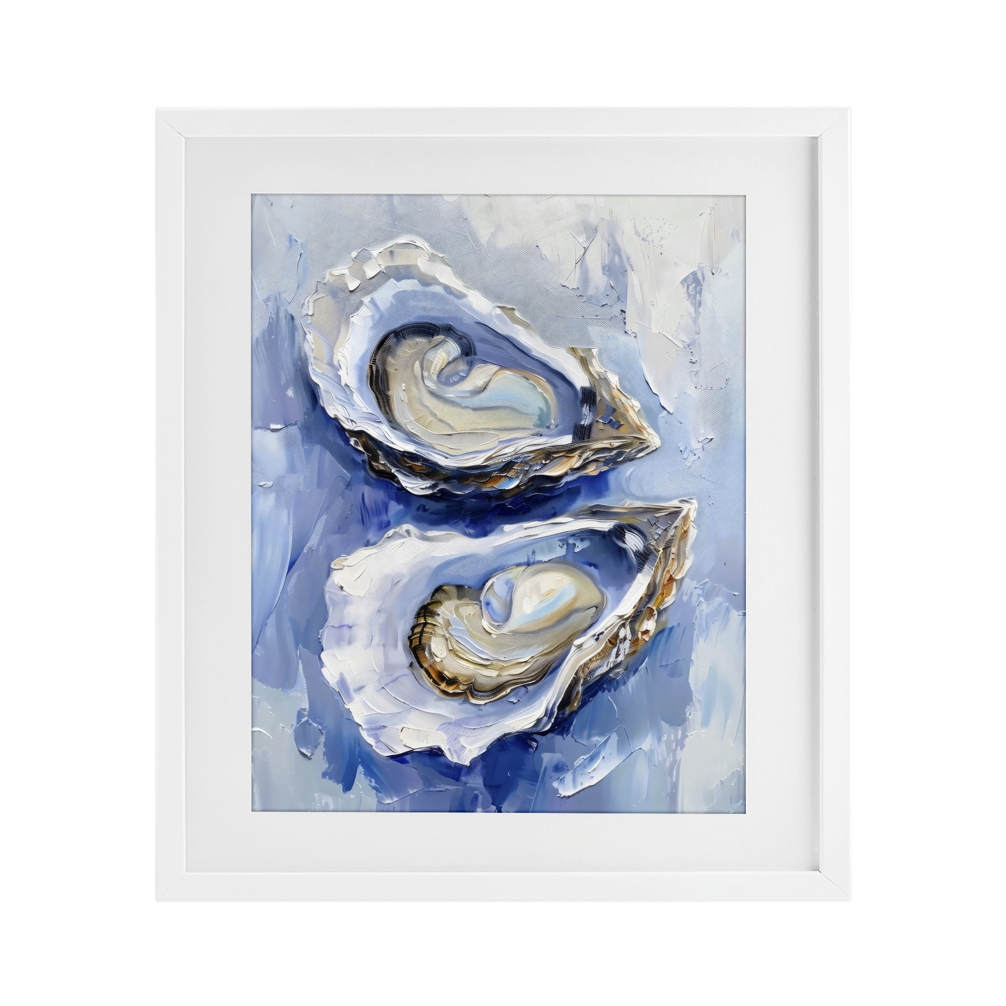 Stupell Industries Oysters On The Half Shell White Framed Print Under Glass, design by Creative Studio