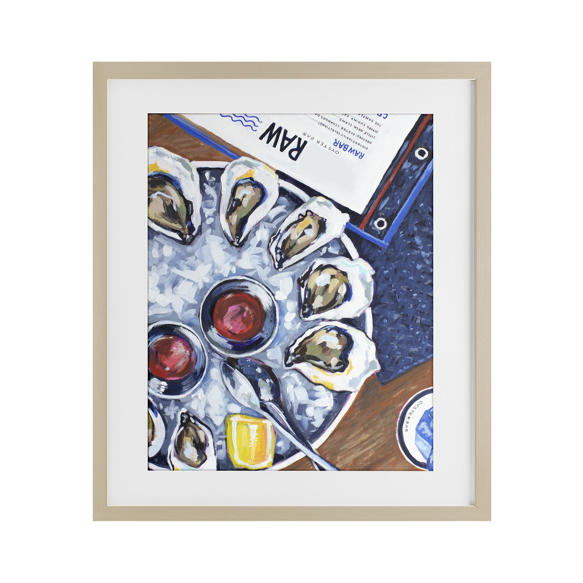 Stupell Industries Oysters on Ice Birch Framed Print Under Glass, design by Rachel Nerney