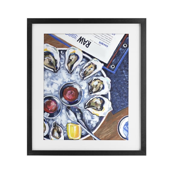 Stupell Industries Coastal Oysters on Ice Black Framed Print Under Glass, 13 x 16, by Rachel Nerney