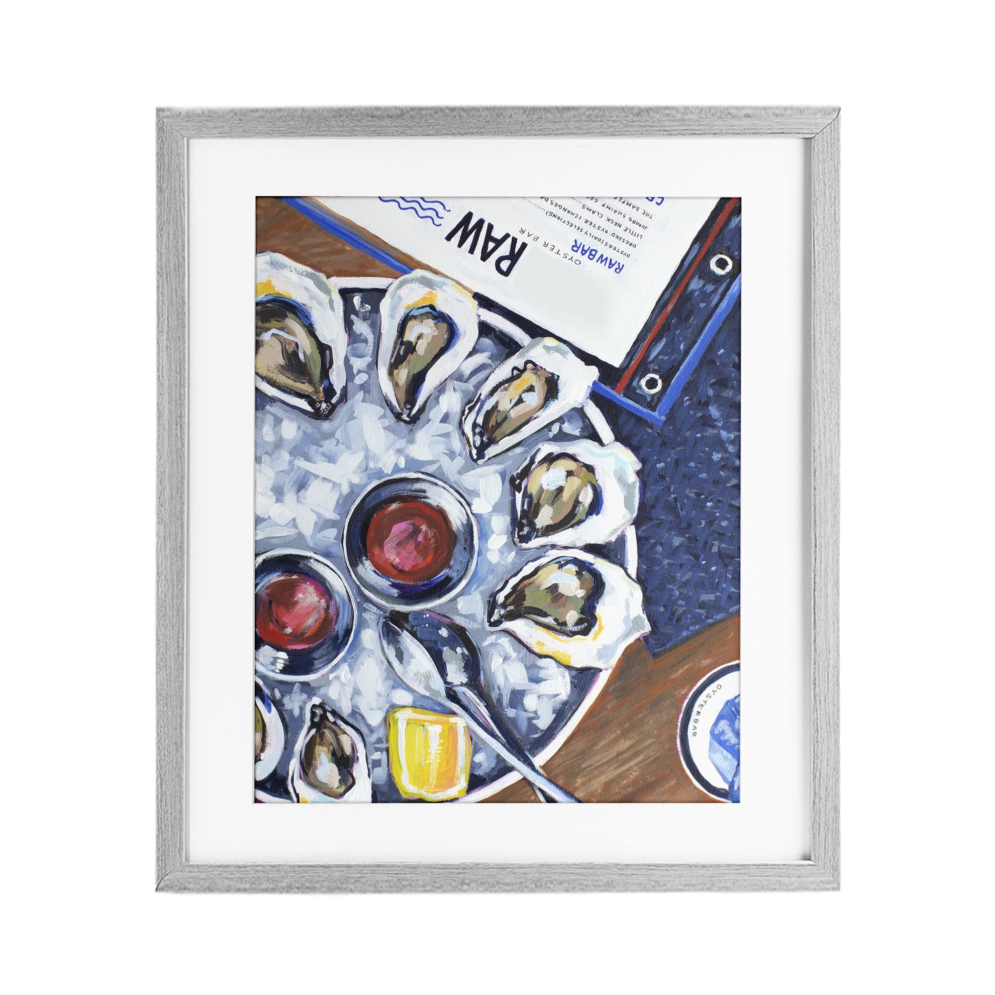 Stupell Industries Oysters on Ice Gray Framed Print Under Glass, design by Rachel Nerney