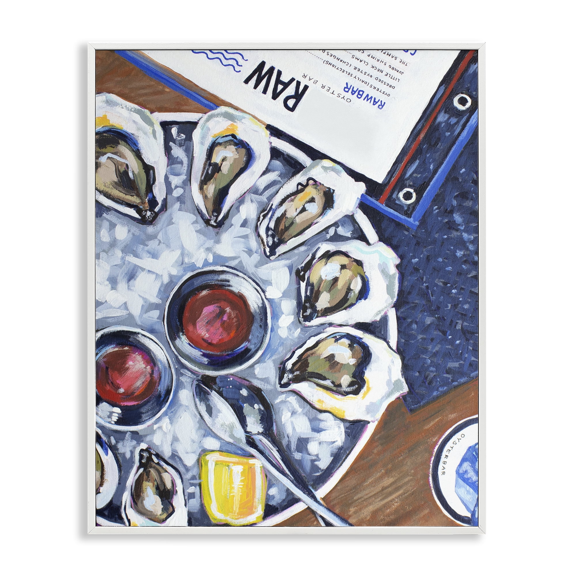 Stupell Industries Oysters on Ice White Framed Giclee Art, design by Rachel Nerney