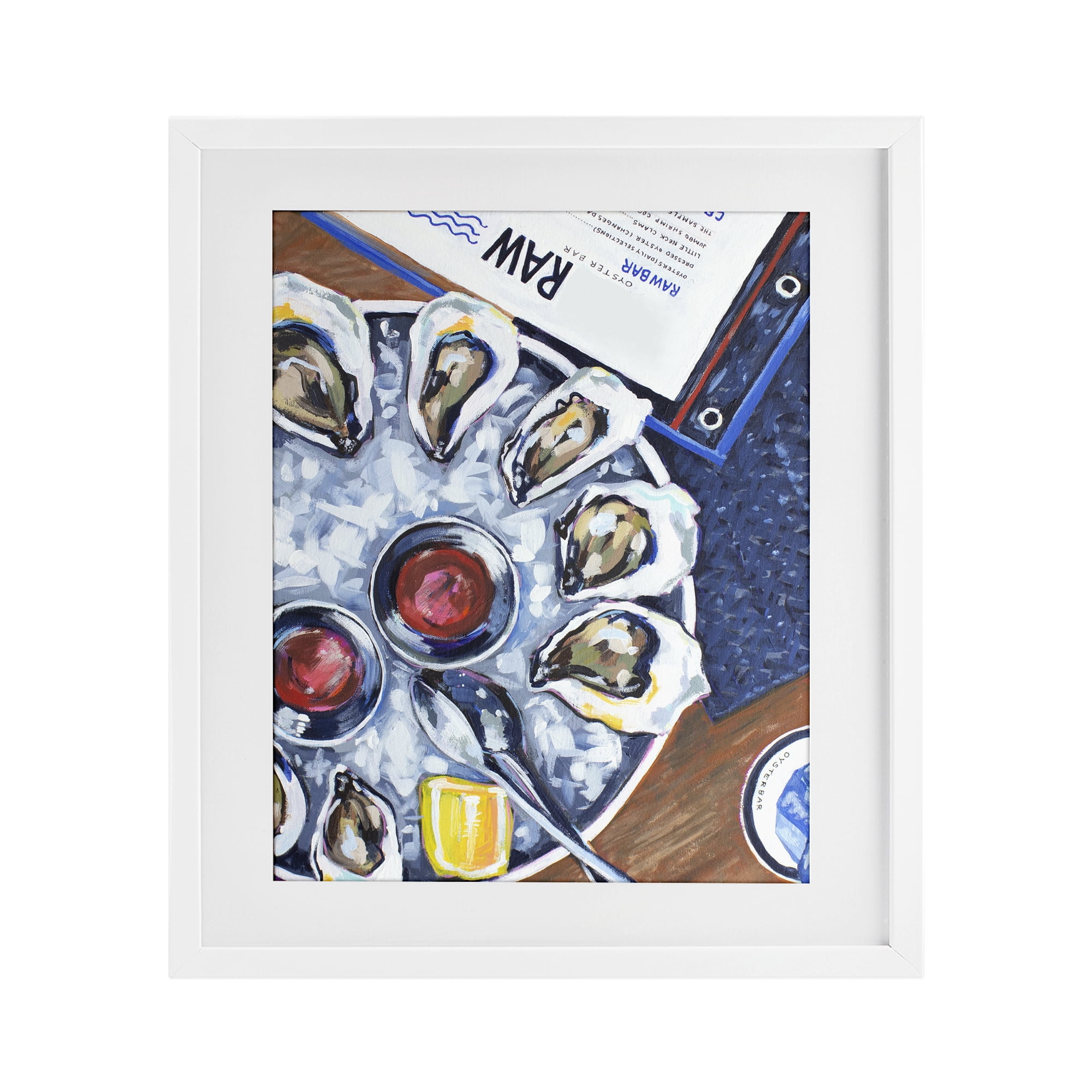 Stupell Industries Oysters on Ice White Framed Print Under Glass, design by Rachel Nerney