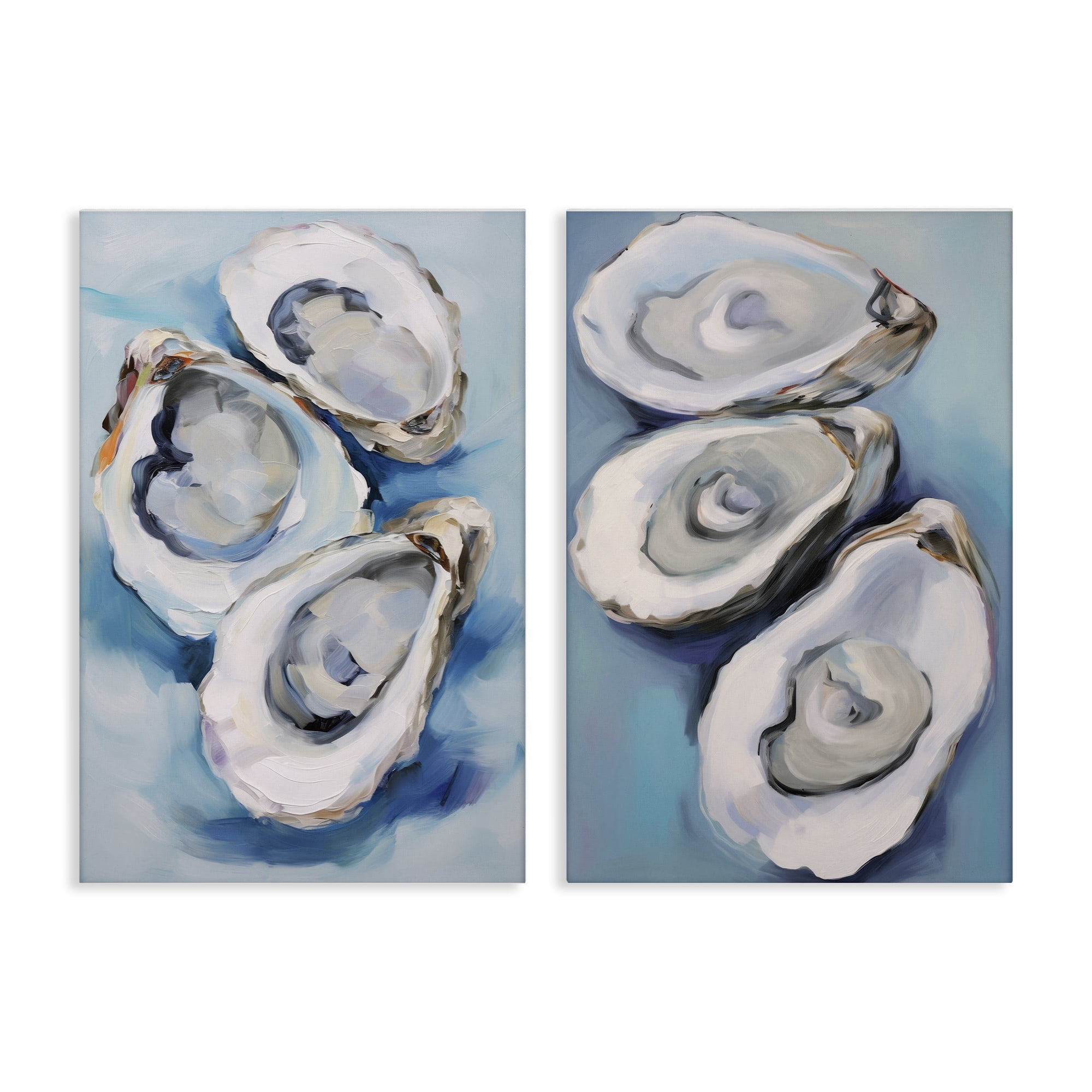 Stupell Industries Oysters on the Half Shell Nautical & Beach Painting Wrapped Canvas Art Print Wall Art, 20 x 30, Set of 2