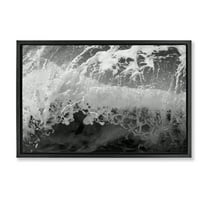 Stupell Industries Pacific Ocean Splash Landscape Photography Black Floater Framed Canvas Art Print Wall Art, 25 x 17