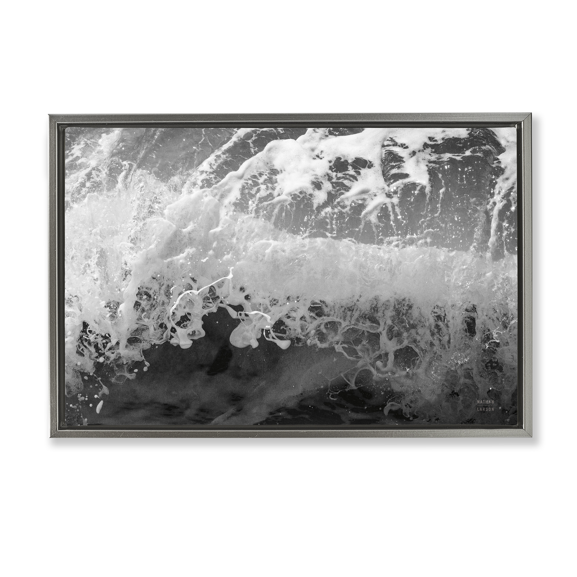 Stupell Industries Pacific Ocean Splash Landscape Photography Gray Floater Framed Canvas Art Print Wall Art, 25 x 17