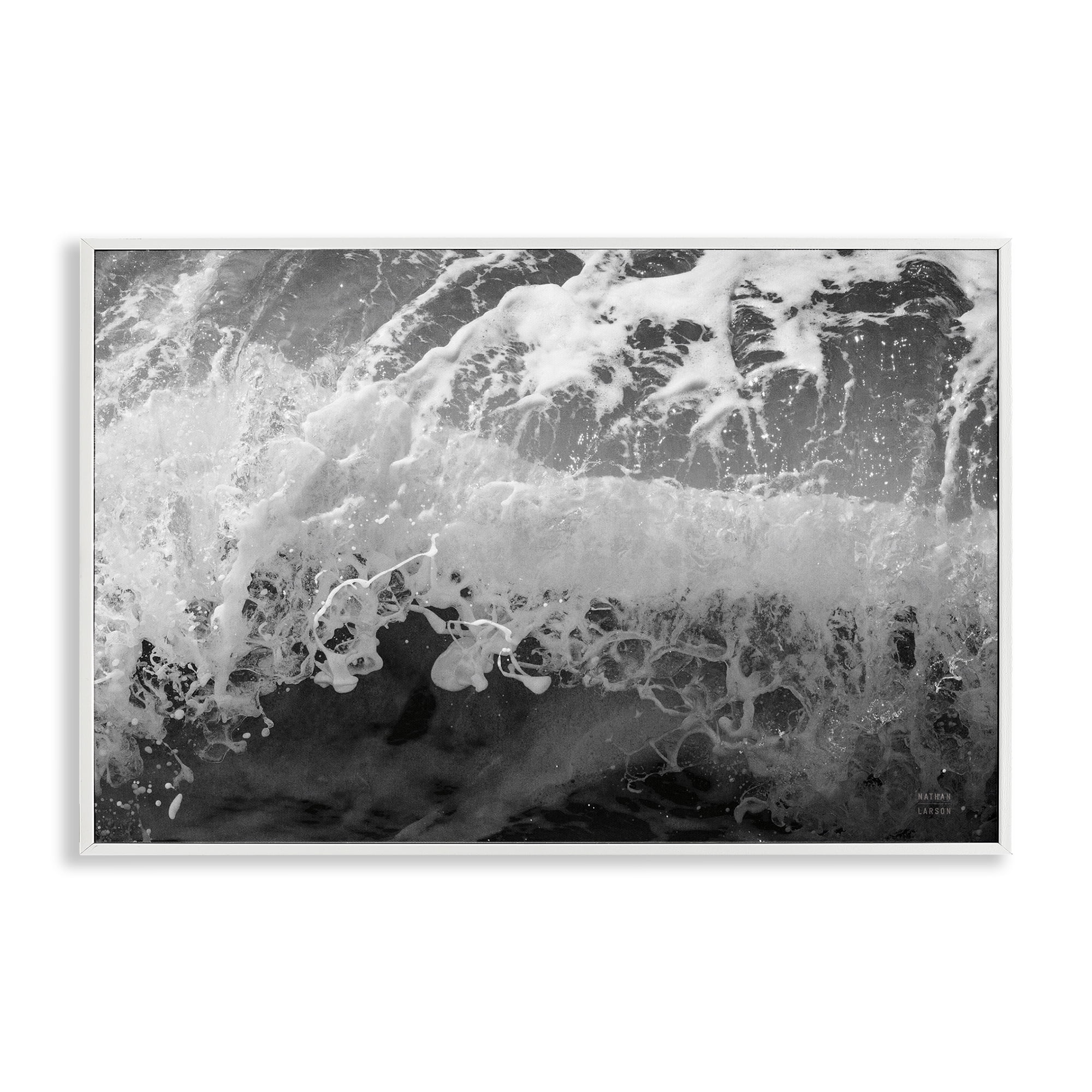 Stupell Industries Pacific Ocean Splash Landscape Photography White Framed Art Print Wall Art, 24 x 16