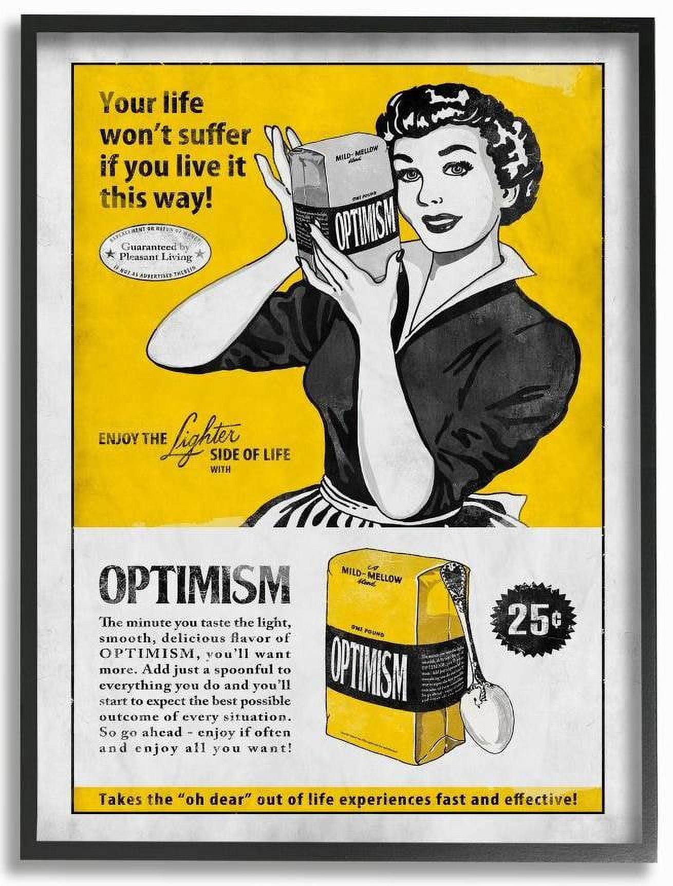 Stupell Industries Packaged Optimism Funny Inspirational Vintage Comic Book Design Framed Wall Art by Ester Kay