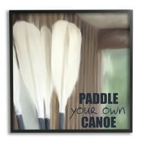 Stupell Industries Paddle Your Own Canoe Inspirational Painting Black Framed Art Print Wall Art, 12 x 12