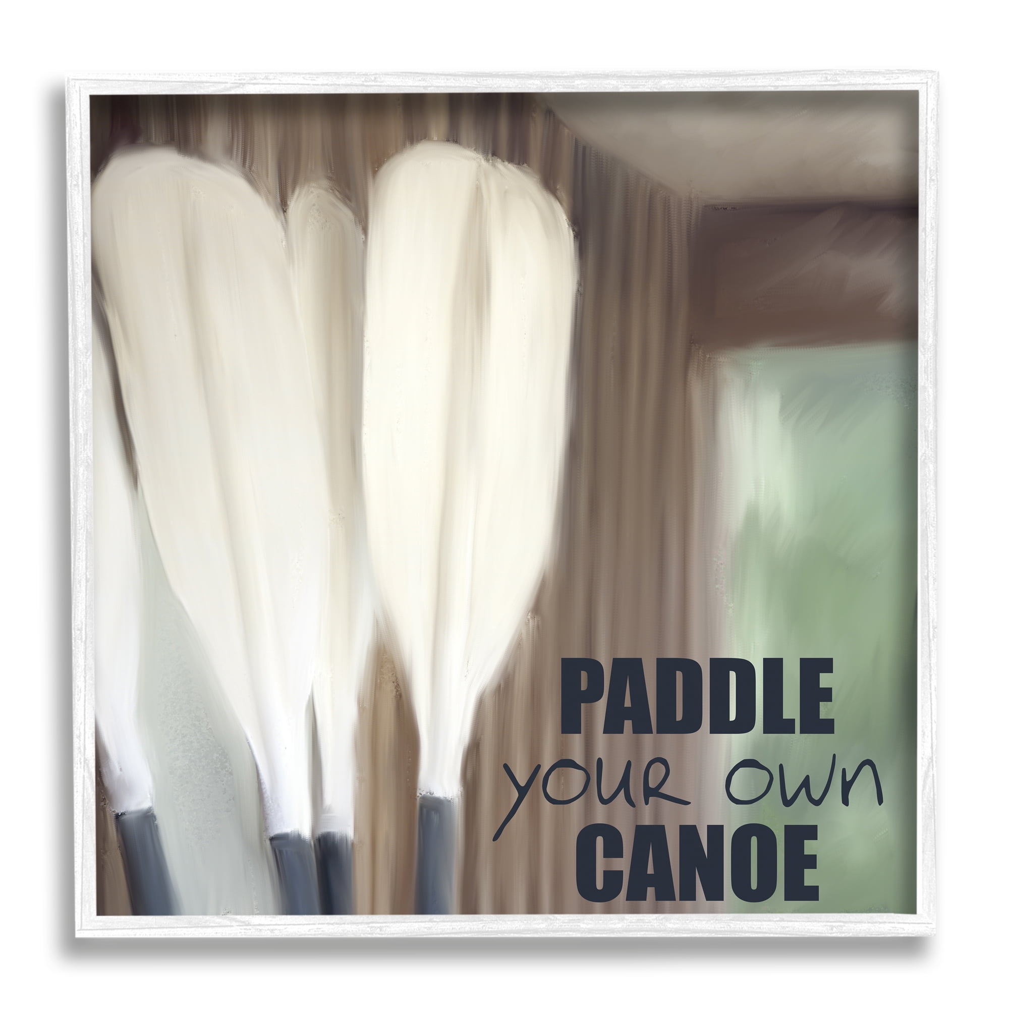 Stupell Industries Paddle Your Own Canoe Inspirational Painting White Framed Art Print Wall Art, 12 x 12