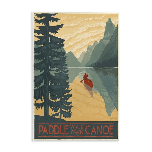Paddle Your Own Canoe Phrase Mountain Lake Adventure Wall Plaque Art, 13 x 19, Made In USA