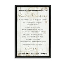 Stupell Industries Padre Nuestro Oración Religious Quotes and Sayings Painting Black Floater Framed Art Print Wall Art, 25 x 17