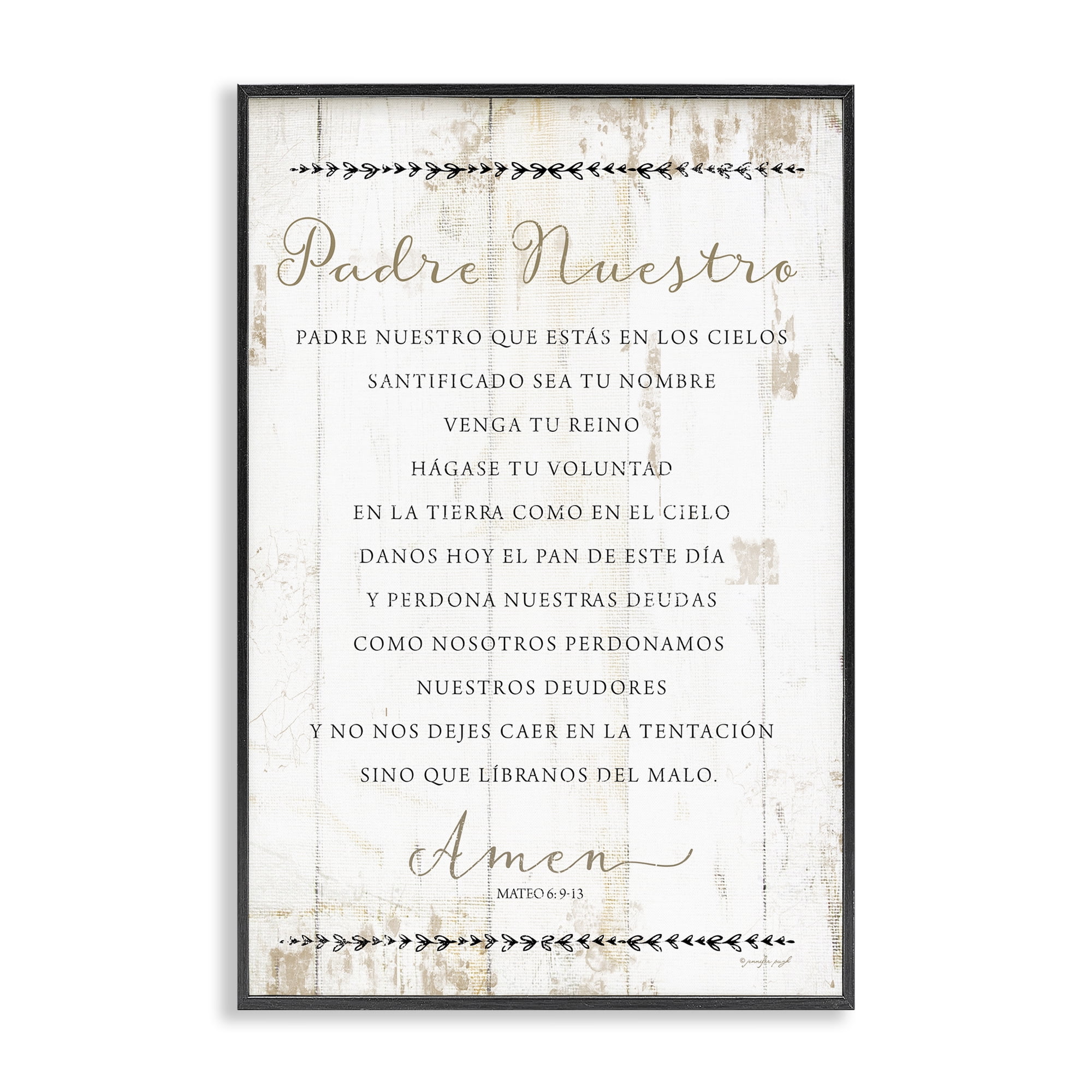 Stupell Industries Padre Nuestro Oración Religious Quotes and Sayings Painting Black Framed Art ...