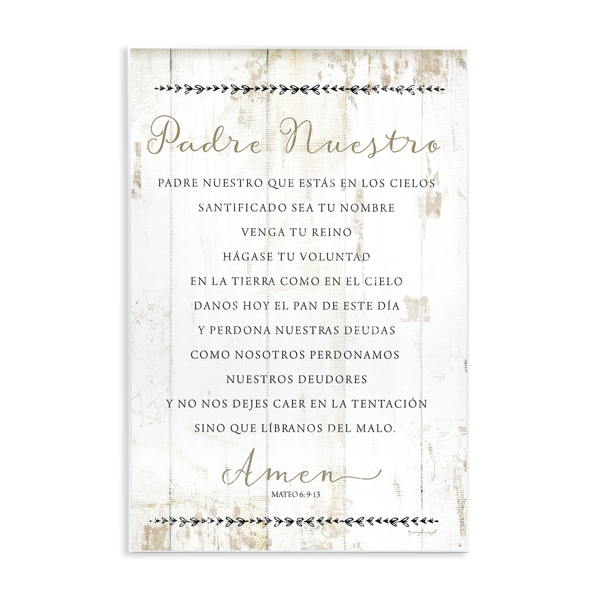 Stupell Industries Padre Nuestro Oración Religious Quotes and Sayings Painting Unframed Art Print Wall Art, 15 x 10
