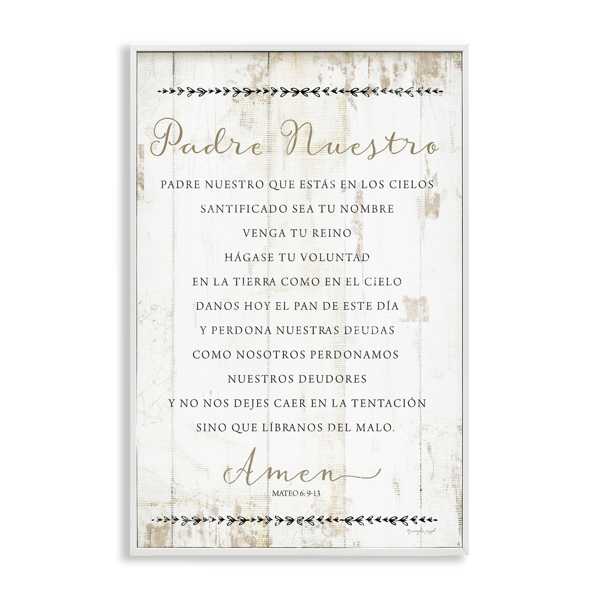 Stupell Industries Padre Nuestro Oración Religious Quotes and Sayings Painting White Framed Art ...