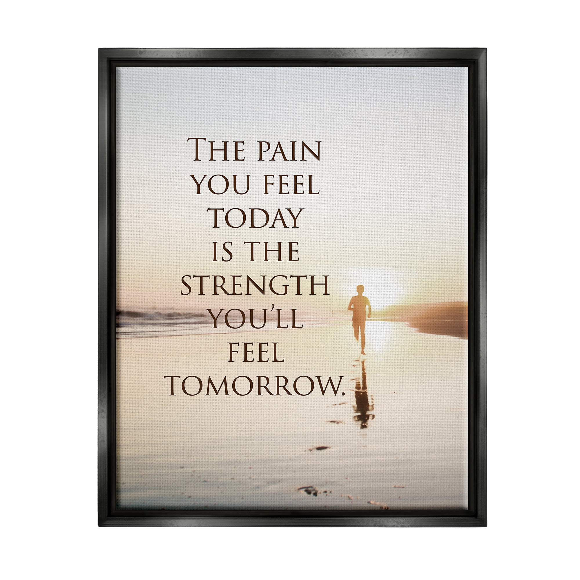 Stupell Industries Pain Becomes Strength Phrase Landscape Painting Black Floater Framed Canvas Art Print Wall Art, 17 x 21