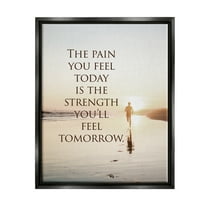 Stupell Industries Pain Becomes Strength Phrase Landscape Painting Black Floater Framed Canvas Art Print Wall Art, 17 x 21