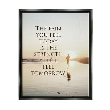 Stupell Industries Pain Becomes Strength Phrase Landscape Painting Black Floater Framed Canvas Art Print Wall Art, 17 x 21