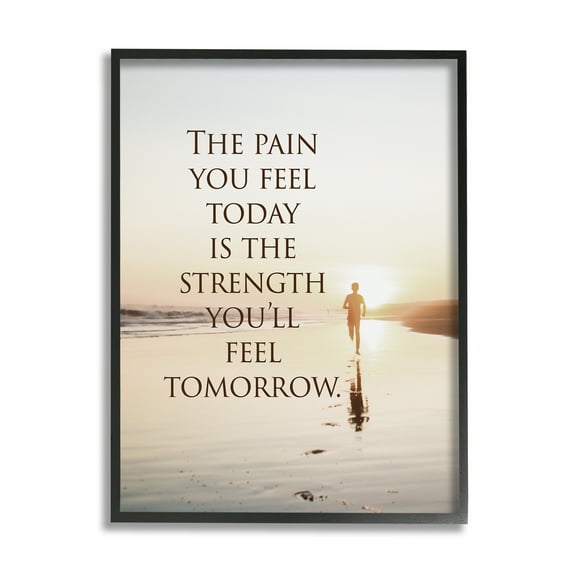 Stupell Industries Pain Becomes Strength Phrase Landscape Painting Black Framed Art Print Wall Art, 11 x 14