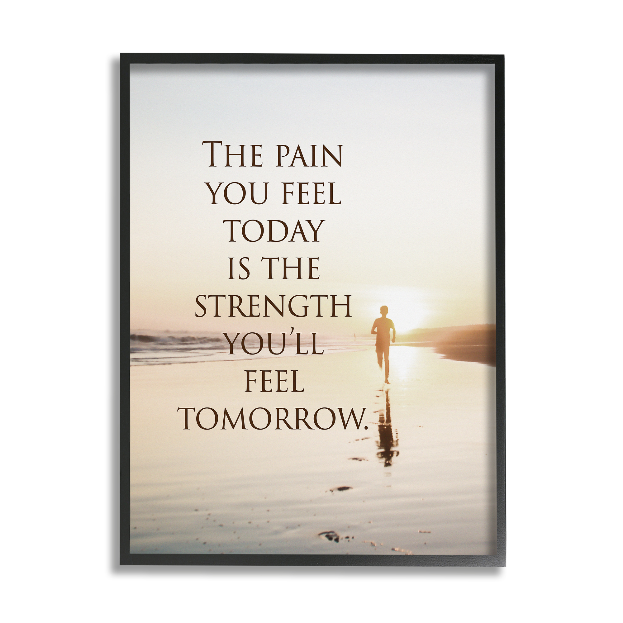 Stupell Industries Pain Becomes Strength Phrase Landscape Painting Black Framed Art Print Wall Art, 24 x 30
