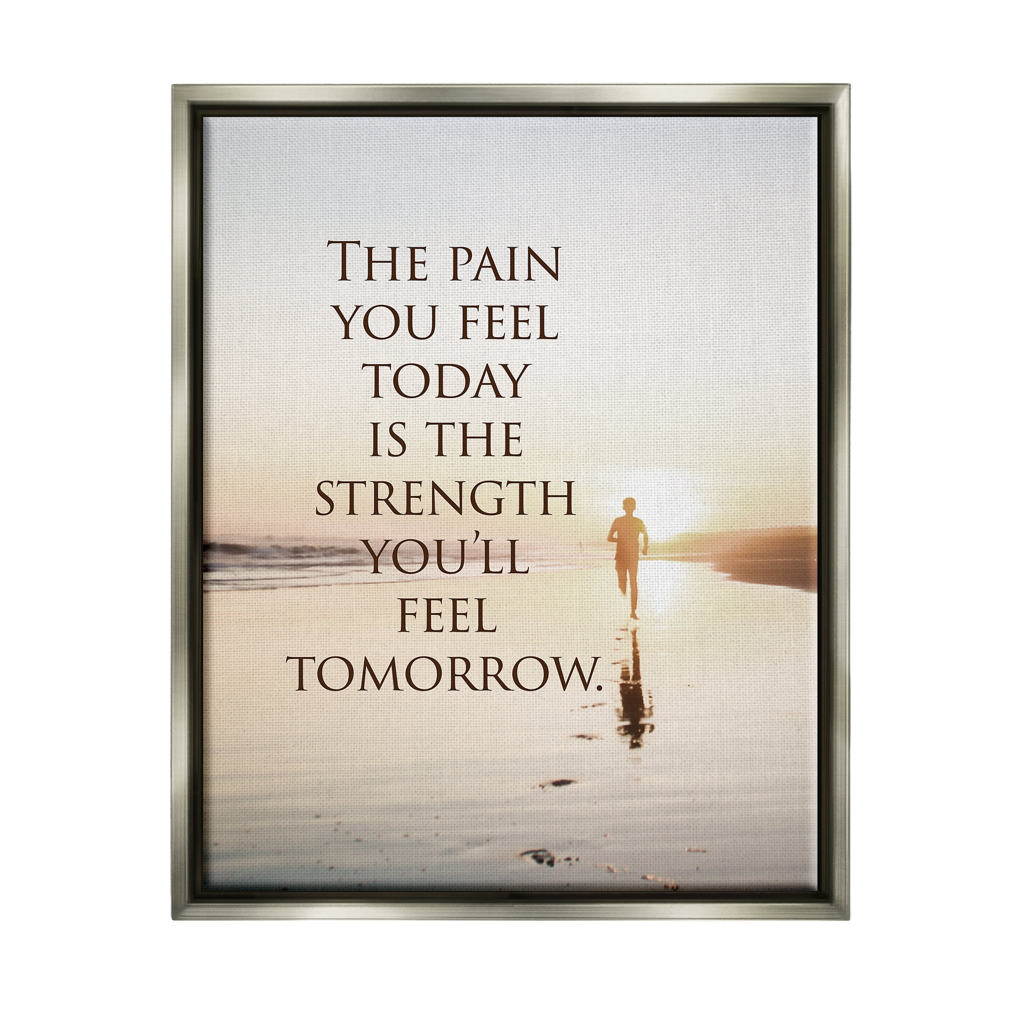 Stupell Industries Pain Becomes Strength Phrase Landscape Painting Gray Floater Framed Canvas Art Print Wall Art, 17 x 21
