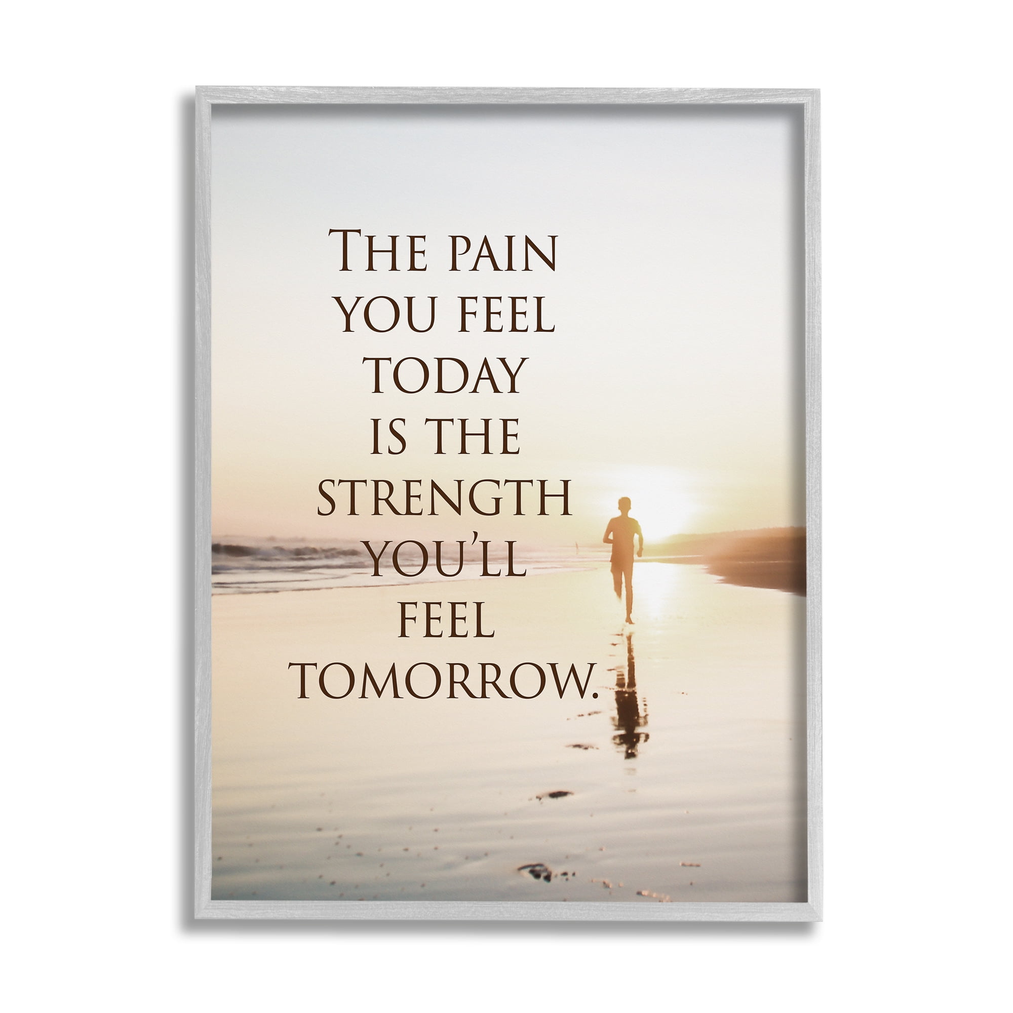 Stupell Industries Pain Becomes Strength Phrase Landscape Painting Gray Framed Art Print Wall Art, 16 x 20