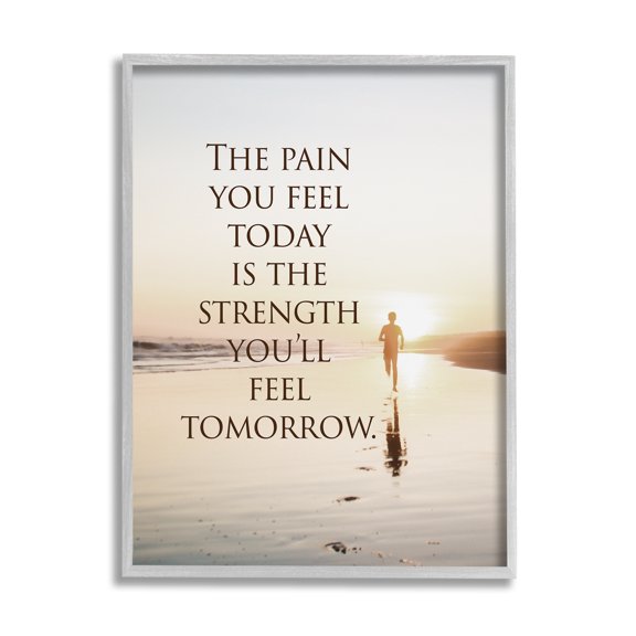 Stupell Industries Pain Becomes Strength Phrase Landscape Painting Gray Framed Art Print Wall Art, 24 x 30
