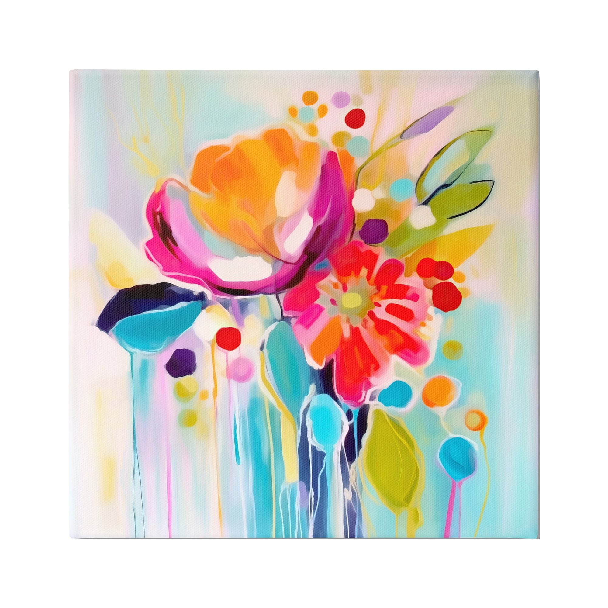 Stupell Industries Paint Drip Florals Botanical & Floral Painting Gallery Wrapped Canvas Art Print Wall Art, 30 x 30