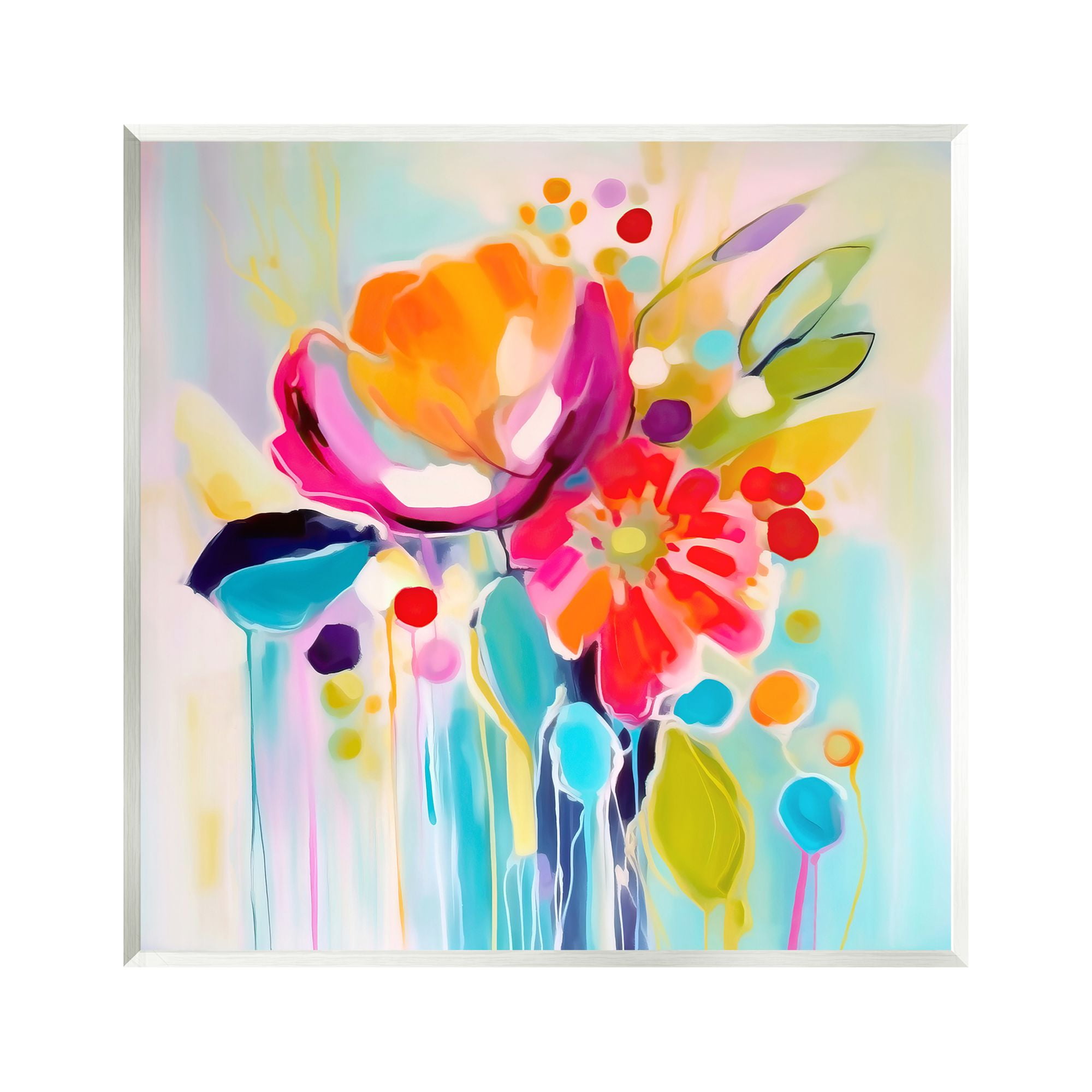 Stupell Industries Paint Drip Florals Botanical & Floral Painting Unframed Art Print Wall Art, 12 x 12