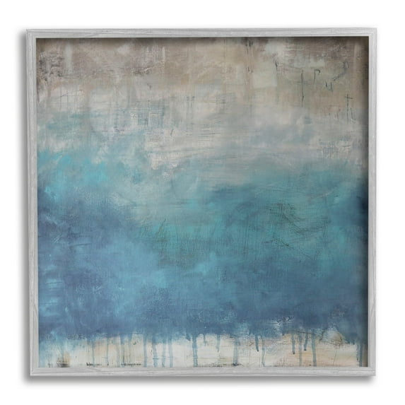 Stupell Industries Paint Drip Hatched Blue Abstract Modern Ombre Painting Gray Framed Art Print Wall Art, Design by Judi Bagnato