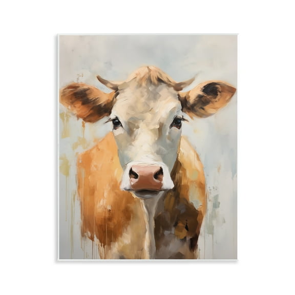Stupell Industries Paint Drip Jersey Cow Animals Painting Unframed Art Print Wall Art, 11 x 14