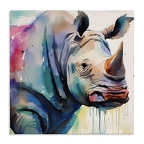 Stupell Industries Paint Drip Rhinoceros Animals & Insects Painting Gallery Wrapped Canvas Art Print Wall Art, 17 x 17