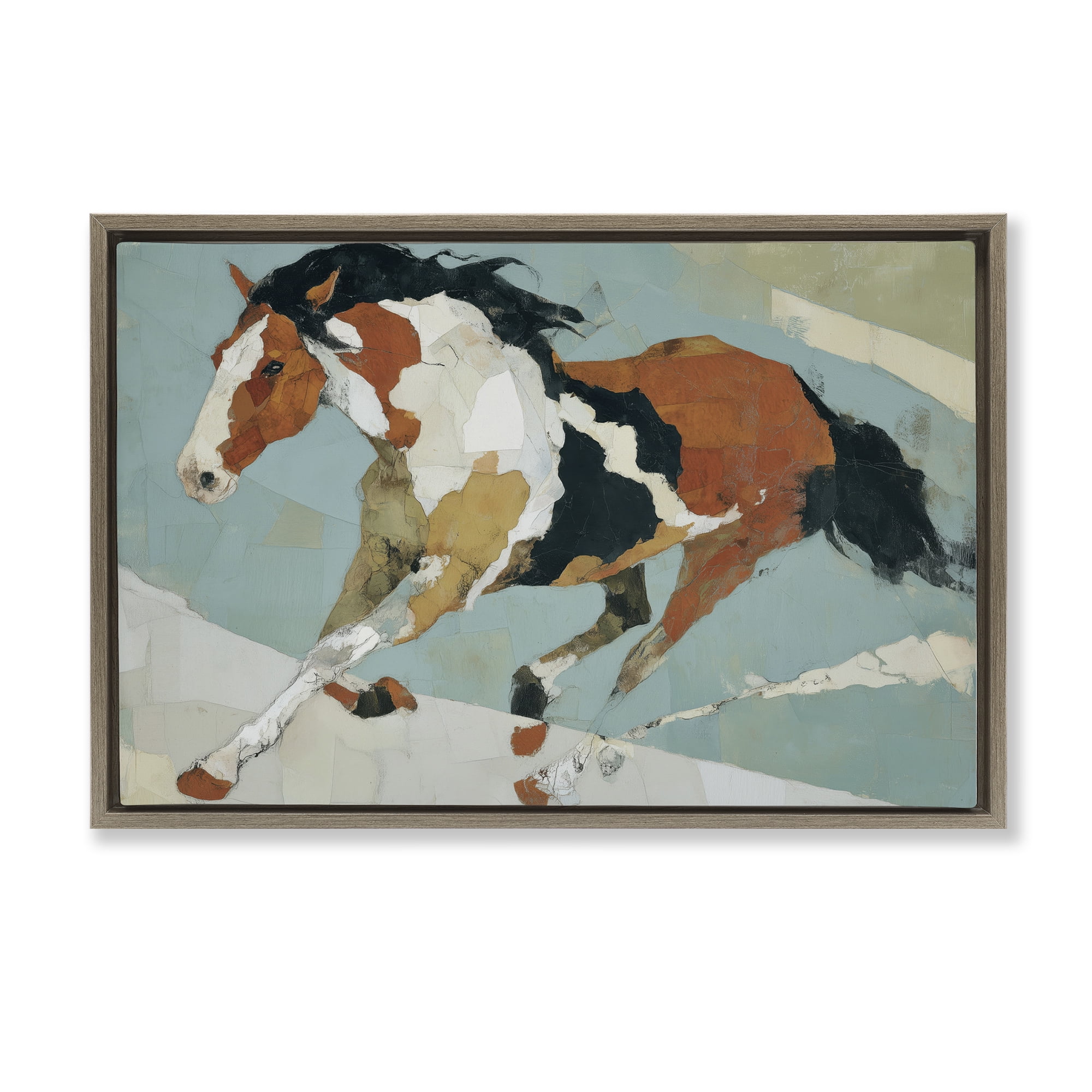 Stupell Industries Paint Horse in Motion Brown Framed Floater Canvas Wall Art, design by Chromatic Storm Studio