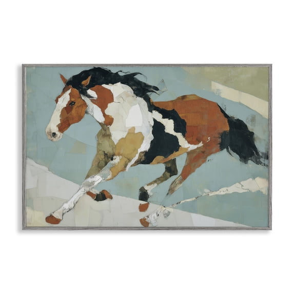 Stupell Industries Modern Paint Horse in Motion Gray Framed Giclee Art, 24 x 16, by Chromatic Storm Studio