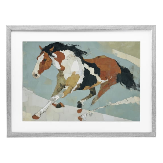 Stupell Industries Modern Paint Horse in Motion Gray Framed Print Under Glass, 23 x 17, by Chromatic Storm Studio