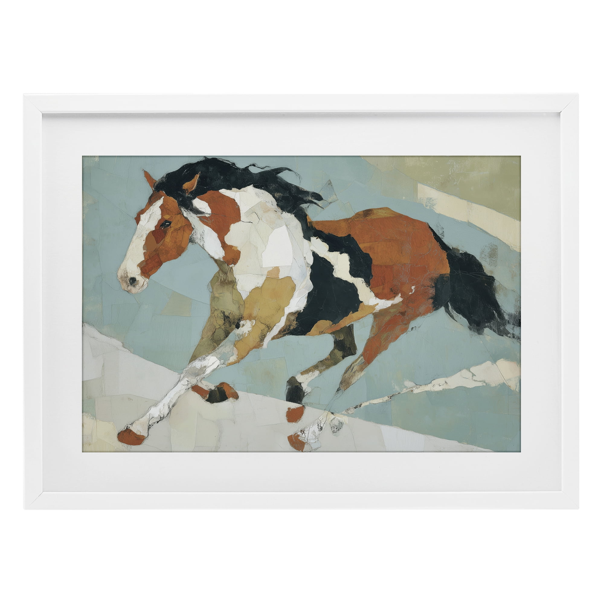 Stupell Industries Paint Horse in Motion White Framed Print Under Glass, design by Chromatic Storm Studio