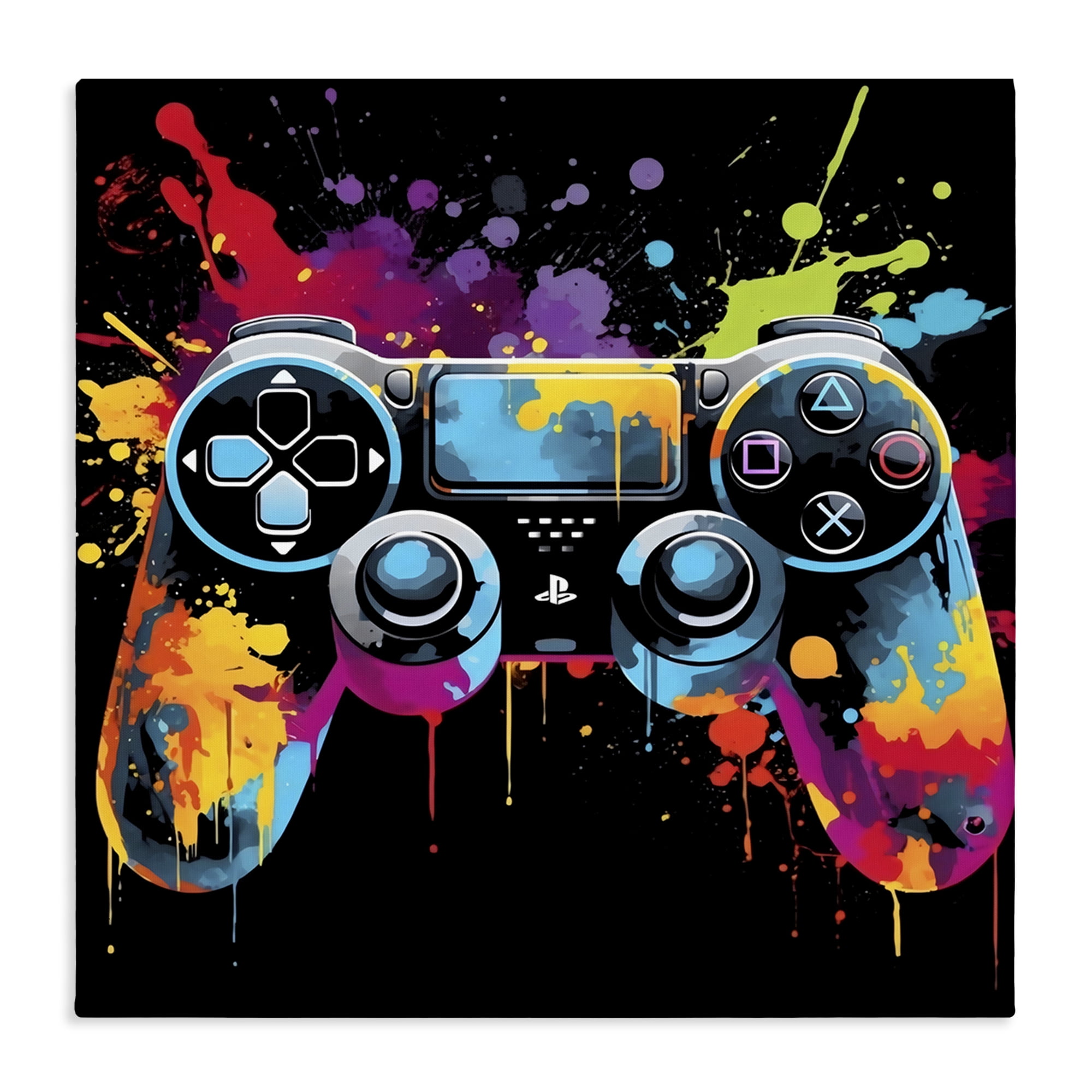 Stupell Industries Paint Splash Game Controller Canvas Wall Art, design by Creative Studio